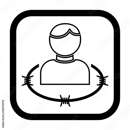 Barbed wire man icon isolated on transparent background