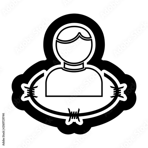 Barbed wire man icon isolated on transparent background