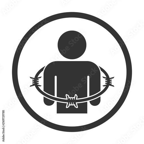 Barbed wire man icon isolated on transparent background