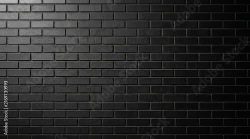 Dark Black Brick Wall Texture Background, Industrial Grunge Surface