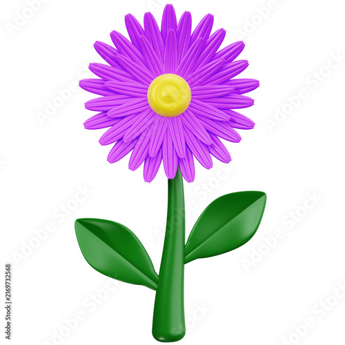Purple Daisy Flower 3D Illustrations