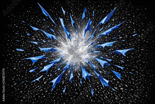 A delicate blue and white snowflake against a dark, contrasting background
