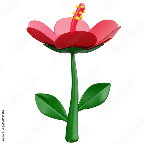 Red Hibiscus Flower 3D Illustrations