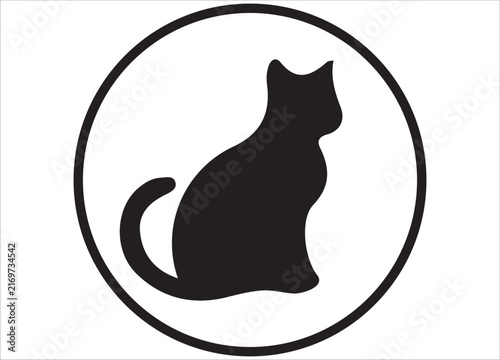 Cat Silhouette Logo Vector Set in Circular Frame