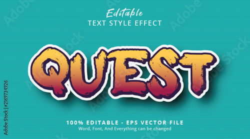 Quest Text Effect Template with Fantasy Adventure Typography for Game Titles, RPG Branding, Adventure Posters and Entertainment Design