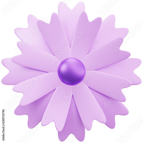 Light Purple Aster Flower 3D Illustrations