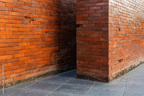 Fotografía Ancient Red Brick Wall Architecture Background for Historical Building Design