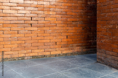 Картината върху платно Ancient Red Brick Wall Architecture Background for Historical Building Design