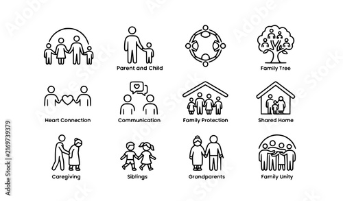 Family Relationship and Social Connection Icons