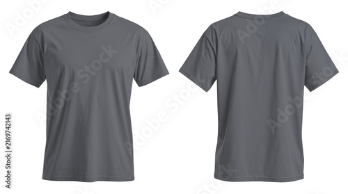 Blank Light Gray T-Shirt Mockup Front and Back View Isolated on Transparent Background For Apparel