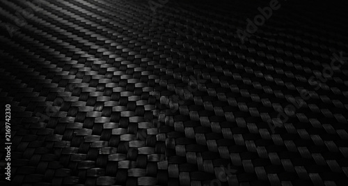 Closeup of a dark carbon fiber texture, showcasing the intricate woven pattern and reflective surface of highperformance composite material