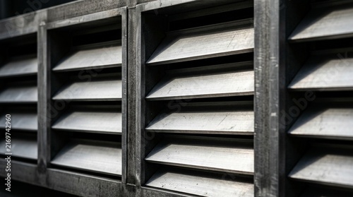 Industrial ventilation louvers, metal air vents, industrial building facade detail