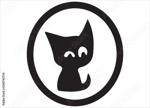 Black Cat Silhouette Vector Collection in Circle Frame