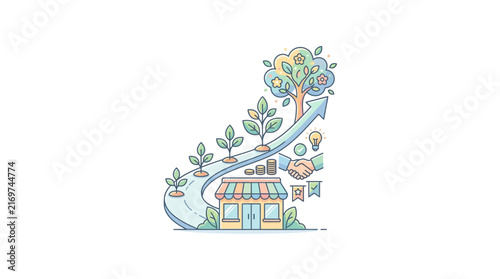 Business Growth and Success Concept Vector Illustration