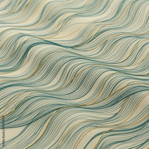 Abstract flowing lines background in teal and gold