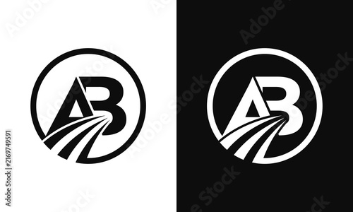 Unique AB Initial Logo with circular framing and flowing strokes.Minimal Monogram Identity Designs. Vector illustration.