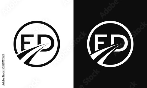 Dynamic ED monogram featuring flowing motion strokes and circular framing, suitable for active brands, performance, and modern identity design.