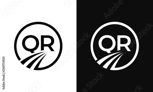Modern QR monogram  Initial Logo with circular framing and flowing strokes.Minimal Monogram Identity Designs. Vector illustration.
