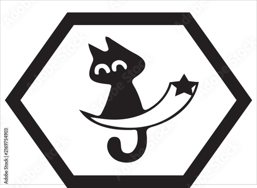 Black Cat Silhouette Vector Collection in Circle Frame