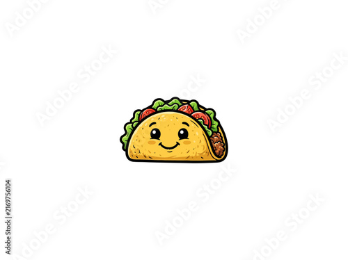 Smiling Taco With Lettuce Tomato And Meat Isolated Vector Illustration