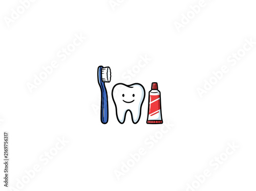 Toothbrush Tooth And Toothpaste Isolated Dental Care Vector Illustration