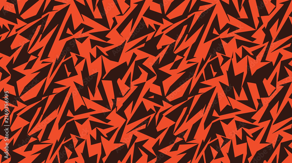 Фотография Abstract geometric seamless pattern with sharp angular shapes in burnt orange an