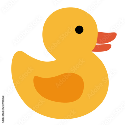 Simple yellow duck with orange beak and black eye. yellow rubber duck