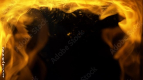 Powerful Burning Fire Flames with Rising Smoke and Glowing Embers