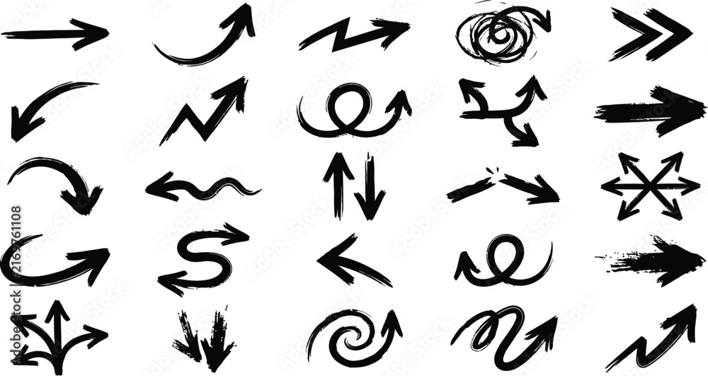 Fototapeta premium Set of Arrow Icons and Vector Symbols for Direction, Web Navigation, Buttons, Signs, Illustration and Graphic Design Elements