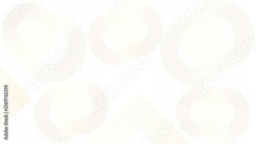 abstract luxury gold ring shapes and geometric line patterns on white background for modern presentation template design