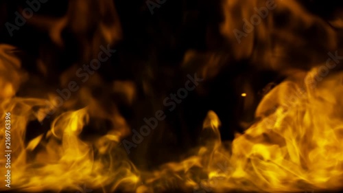 Powerful Burning Fire Flames with Rising Smoke and Glowing Embers