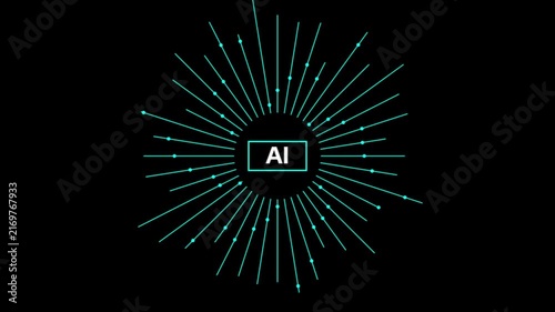 Ai artificial intelligence digital network concept with glowing data lines and nodes animation