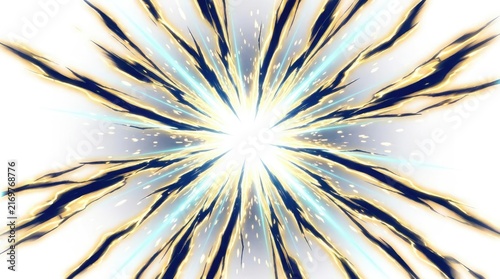Abstract golden burst with radiant lines and light.