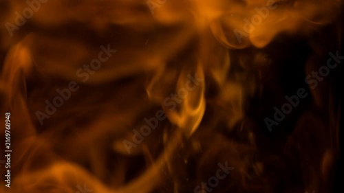 Powerful Burning Fire Flames with Rising Smoke and Glowing Embers
