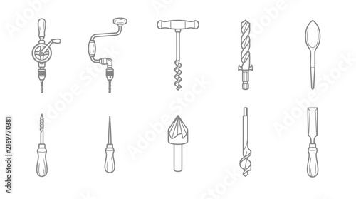 Obraz na plátně Drilling tools vector icon set