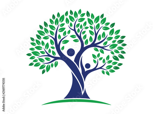 Stylized Tree with Human Figures Integrated into Branches and Trunk.