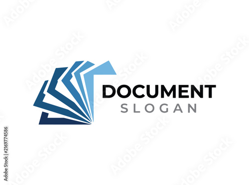Abstract logo representing documents and information flow.