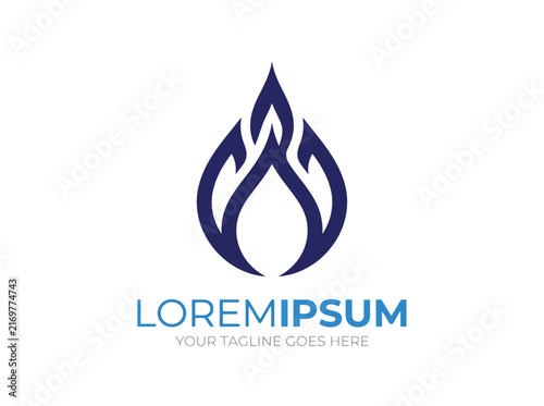 Abstract Blue Flame Logo Design with Text Placeholder.