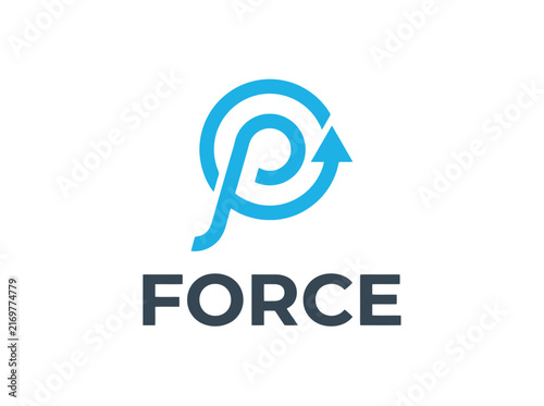 Abstract blue circular logo with an arrow and the word FORCE below.