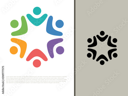 Colorful People Circle Icon Representing Teamwork and Community Unity Vector Illustration