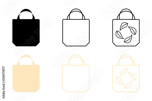 Tote Bag Icon Set Isolated on Transparent Background. Shopping and Fashion Symbol. Vector Illustration
