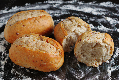 Bild auf Leinwand Fresh Multigrain Bread Buns