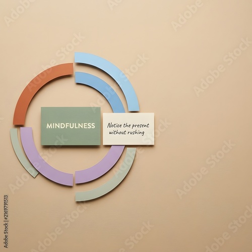 Mindfulness Concept Display with Colorful Circles and Text Message
