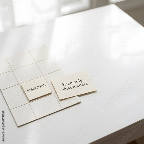 Minimalist workspace with motivational quotes and essential notes