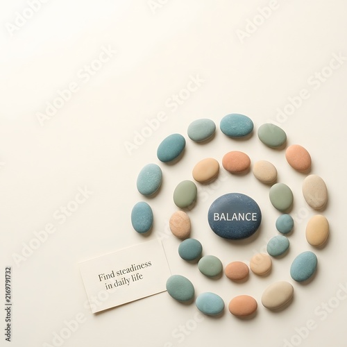 Peaceful Arrangement of Colorful Stones Emphasizing Balance Concept