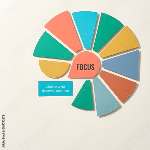Visual representation of focus and attention in colorful pie chart design
