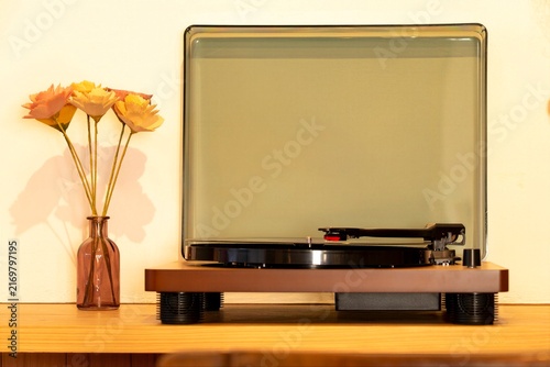 Minimal Japanese Interior with Framed Blank Display and Flowers