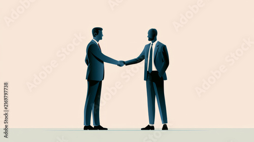 Two business professionals shaking hands in a modern office setting symbolizing partnership and collaboration