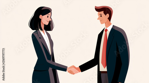 Two business professionals engaging in a friendly handshake during a collaborative negotiation
