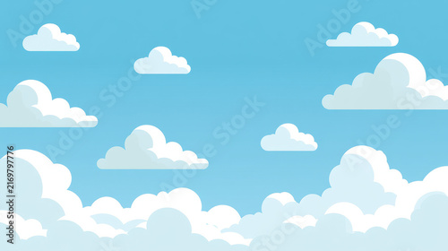 Calm blue sky filled with soft white clouds creating a peaceful daytime scene
